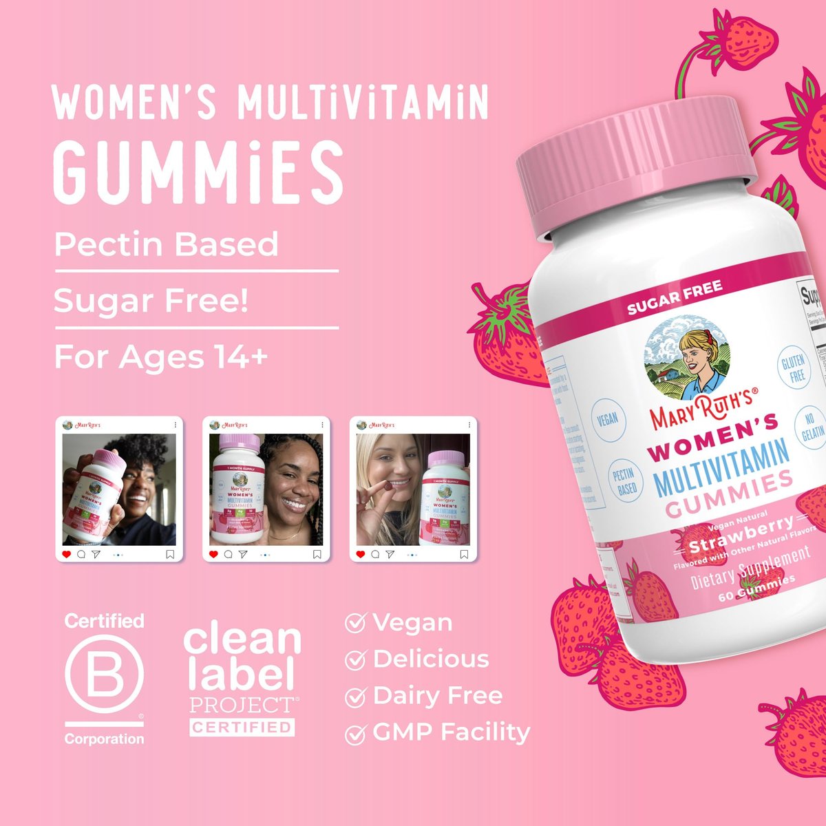 MaryRuth Organics Immun-Unterstützung Multivitamin Gummis für Frauen | Zuckerfrei | Vegan | 60 Stück