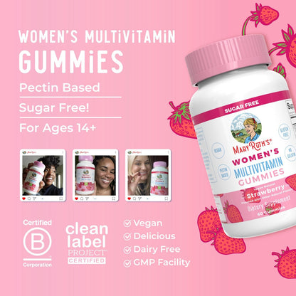 MaryRuth Organics Immun-Unterstützung Multivitamin Gummis für Frauen | Zuckerfrei | Vegan | 60 Stück