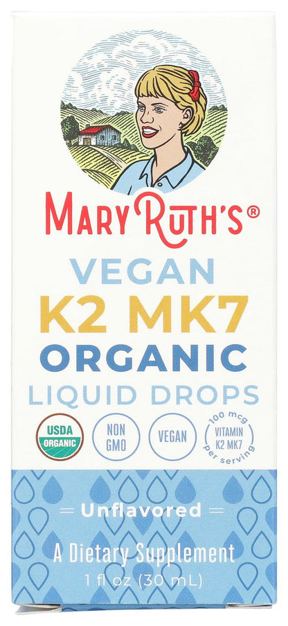 MaryRuth’s USDA Bio Vitamin K2 MK7 Flüssig Tropfen für Erwachsene & Kinder | Aus Natto gewonnen | Menaquinon-7 | Vegan K2 Vitamin für Knochengesundheit & Kalziumaufnahme | 30 ml | Bis zu 90 Portionen
