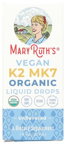 MaryRuth’s USDA Bio Vitamin K2 MK7 Flüssig Tropfen für Erwachsene & Kinder | Aus Natto gewonnen | Menaquinon-7 | Vegan K2 Vitamin für Knochengesundheit & Kalziumaufnahme | 30 ml | Bis zu 90 Portionen