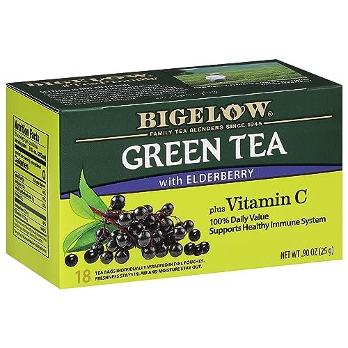 Bigelow Tee Grüner Tee mit Holunderbeere und Vitamin C, koffeinhaltig, 18 Teebeutel (Packung mit 1)
