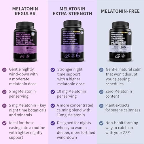 12-in-1 Melatonin Schlafkapseln - Natürliche Schlafhilfe für Erwachsene mit Melatonin 5mg und Magnesiumglycinat 500mg, Schlafmittel mit Ashwagandha, L-Theanin, Baldrianwurzel, GABA, 5-HTP (90 Kapseln, Packung mit 1)