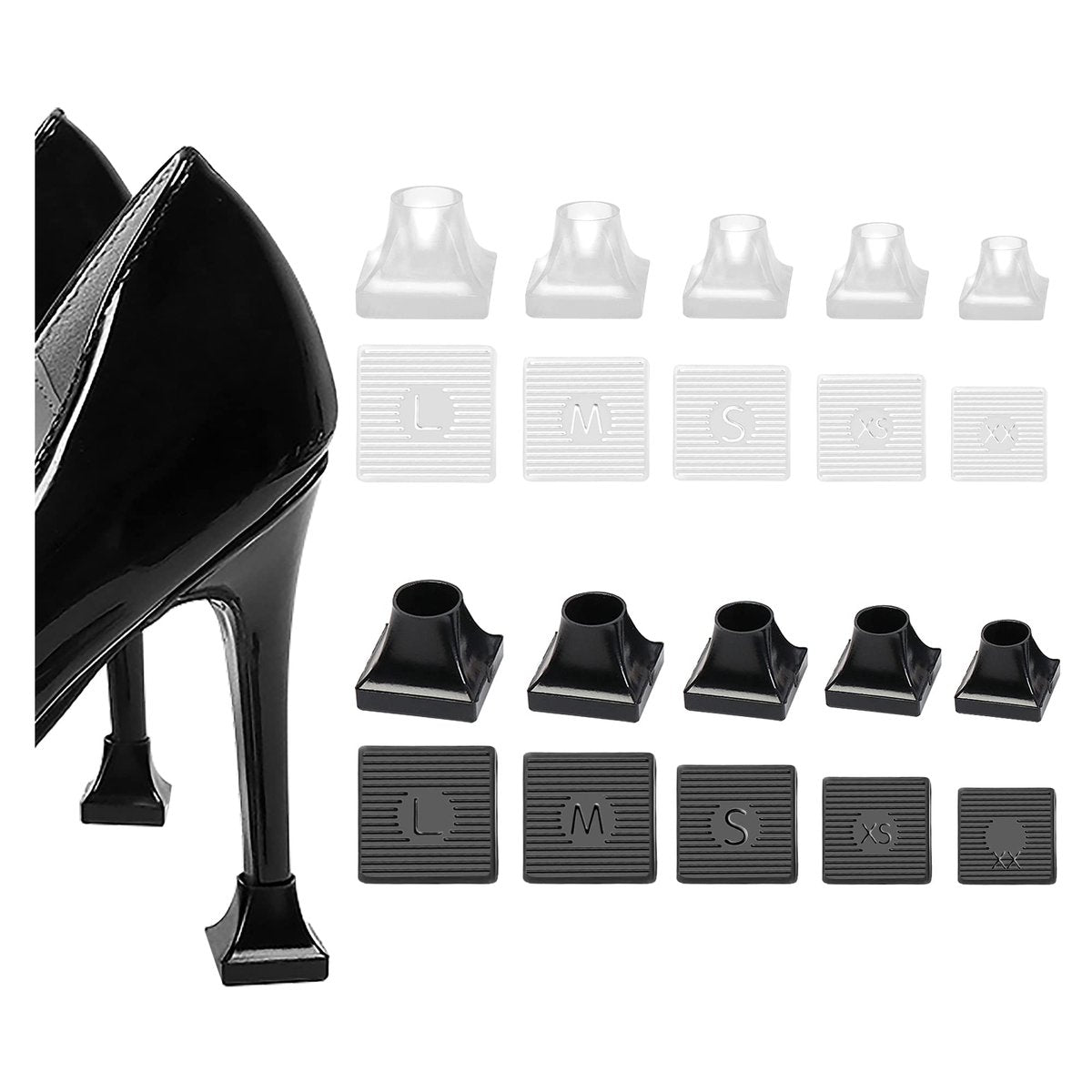 SooGree 10 Paar High Heel Protektoren – 5 Größen Absatzreparaturkappen & Absatzstopper für Outdoor-Hochzeiten, Gras, Kies, Steine und Risse – verhindert Einsinken