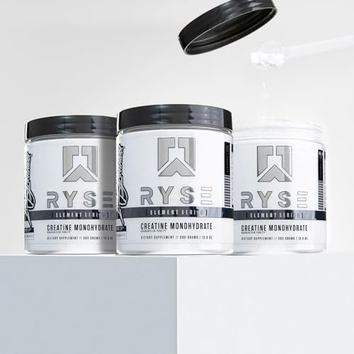 RYSE Creatin-Monohydrat-Pulver – geschmacksneutral – unterstützt Männer & Frauen beim Muskelaufbau, Kraft, Leistung und Ausdauer – hilft Müdigkeit zu reduzieren und die Erholung zu verbessern – 60 Portionen