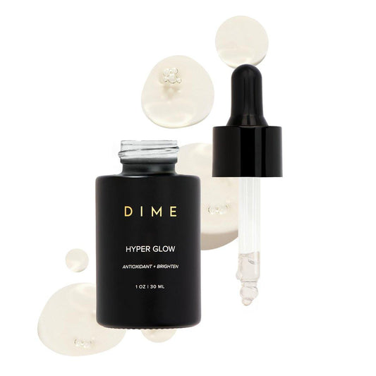 DIME Beauty Hyper Glow Vitamin C Gesichtsserum gegen dunkle Flecken und für strahlende Haut mit Ferulasäure, Resveratrol und Hyaluronsäure, festigendes Glow-Serum, vegan, tierversuchsfrei, 30 ml