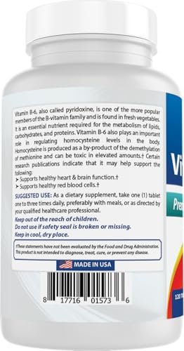 Best Naturals Vitamin B6 Tabletten, 100 mg, 250 Stück