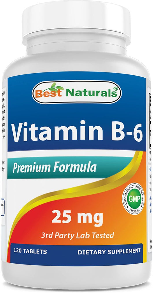 Best Naturals Vitamin B6 25 mg – 120 Tabletten, Nahrungsergänzungsmittel