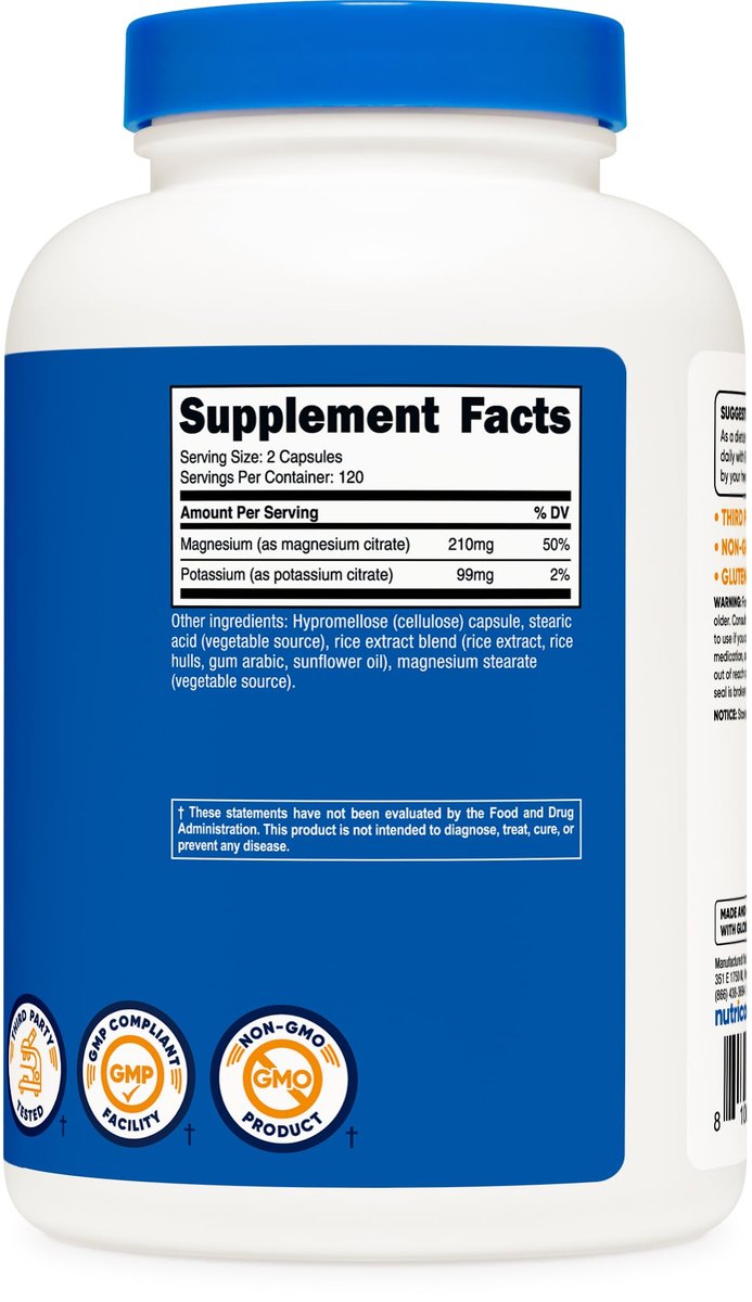 Nutricost Kalium (99 mg) & Magnesium (210 mg) Citrate, 240 Kapseln - Non-GMO, Glutenfrei