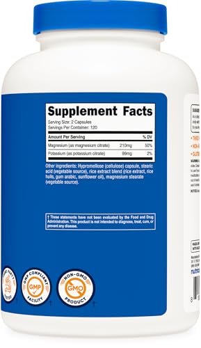 Nutricost Kalium (99 mg) & Magnesium (210 mg) Citrate, 240 Kapseln - Non-GMO, Glutenfrei