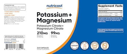 Nutricost Kalium (99 mg) & Magnesium (210 mg) Citrate, 240 Kapseln - Non-GMO, Glutenfrei