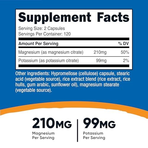Nutricost Kalium (99 mg) & Magnesium (210 mg) Citrate, 240 Kapseln - Non-GMO, Glutenfrei