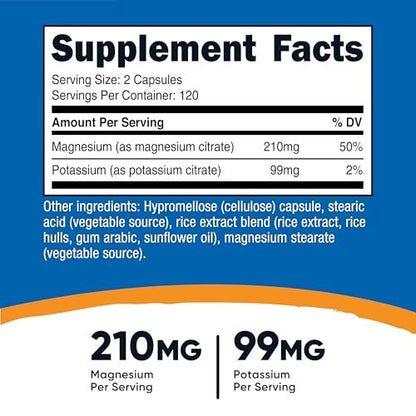 Nutricost Kalium (99 mg) & Magnesium (210 mg) Citrate, 240 Kapseln - Non-GMO, Glutenfrei