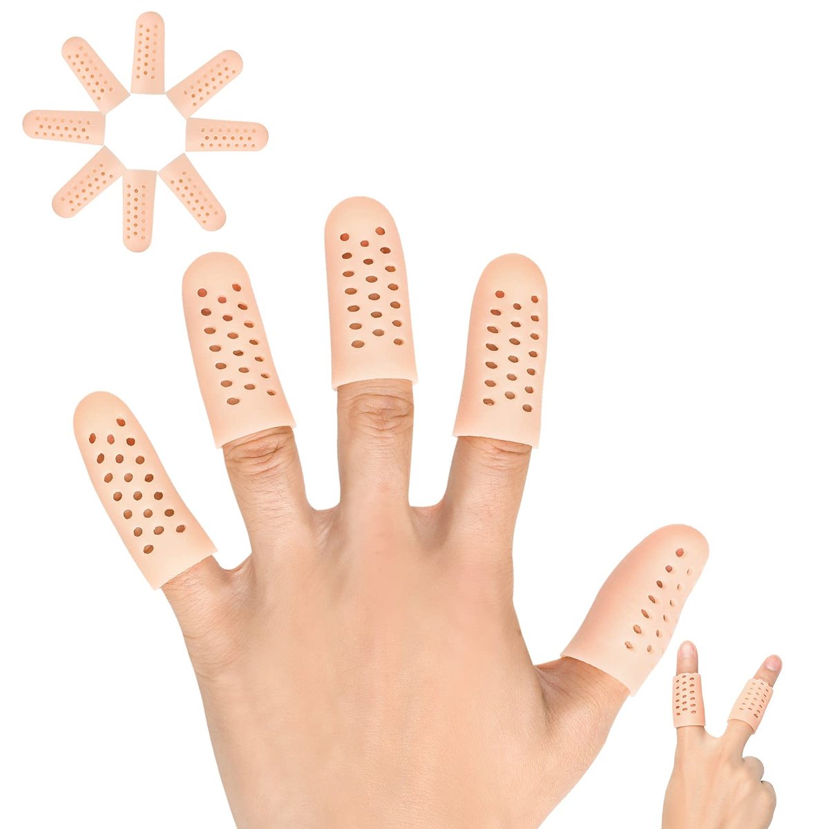 Pnrskter Gel Fingerkappen – 14 Stück, atmungsaktiv und bequem, ideal bei Triggerfinger, Handekzem, rissigen Fingern und Arthritis
