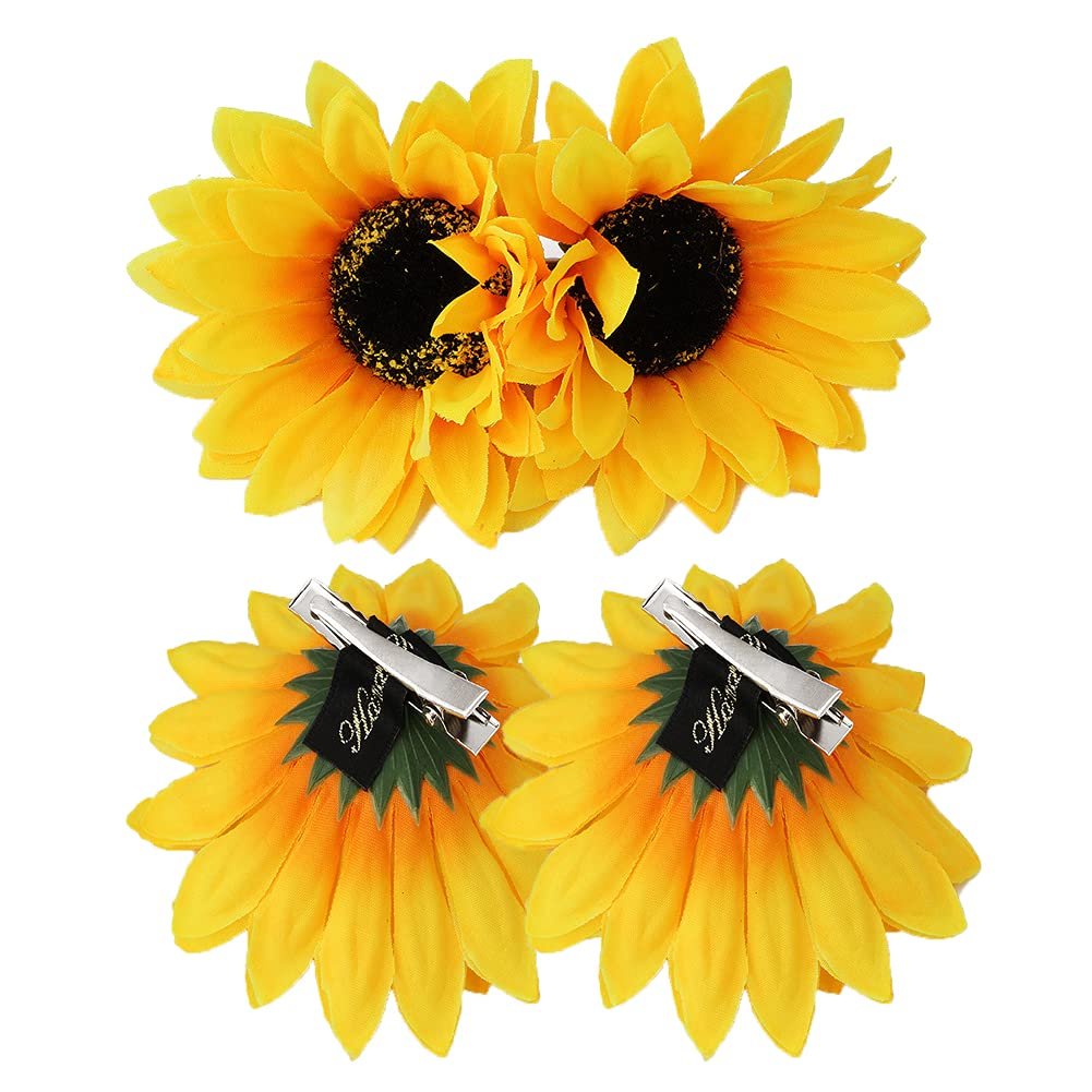 Sonnenblumen-Haarspangen für Frauen und Mädchen – Gänseblümchen-Alligator-Clips für den Sommer – 4er-Pack