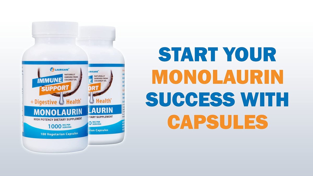 Lauricare Monolaurin Kapseln – Immununterstützung & Darmgesundheit – 1000 mg pro Portion – 100 Kapseln