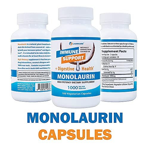 Lauricare Monolaurin Kapseln – Immununterstützung & Darmgesundheit – 1000 mg pro Portion – 100 Kapseln
