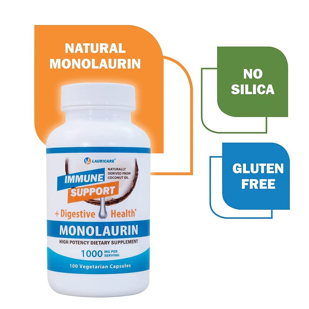 Lauricare Monolaurin Kapseln – Immununterstützung & Darmgesundheit – 1000 mg pro Portion – 100 Kapseln
