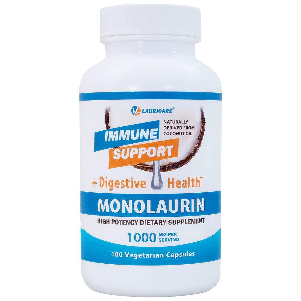 Lauricare Monolaurin Kapseln – Immununterstützung & Darmgesundheit – 1000 mg pro Portion – 100 Kapseln