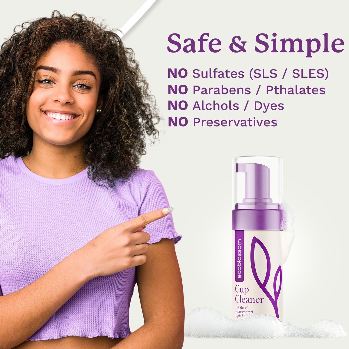 EcoBlossom Menstruationsbecher Reiniger – Ungelüfteter Schaumreiniger für Silikon-Periodenscheiben – 150 ml (5 oz)