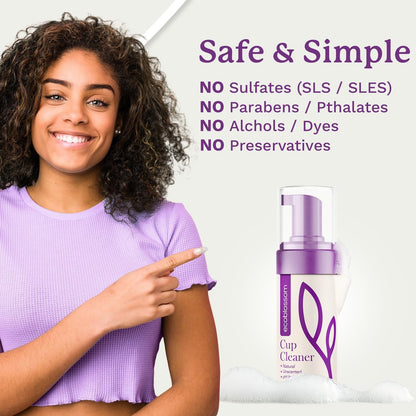 EcoBlossom Menstruationsbecher Reiniger – Ungelüfteter Schaumreiniger für Silikon-Periodenscheiben – 150 ml (5 oz)