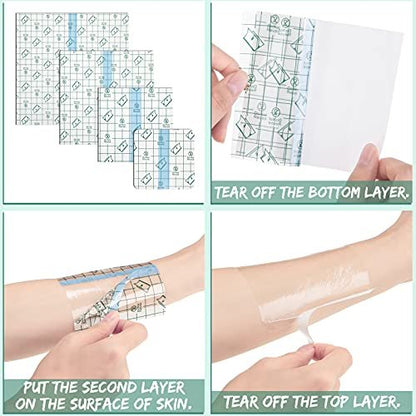 BBTO 100 Stück Transparente Stretch-Klebebandagen, wasserdichte klare Pflasterabdeckungen, Schutzfolie für Dusche (3,4,6,8 Zoll)