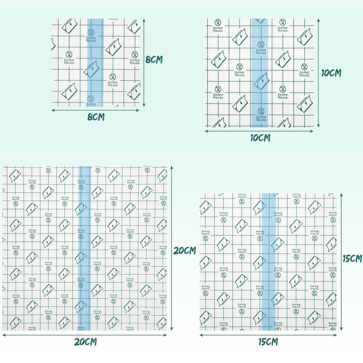 BBTO 100 Stück Transparente Stretch-Klebebandagen, wasserdichte klare Pflasterabdeckungen, Schutzfolie für Dusche (3,4,6,8 Zoll)