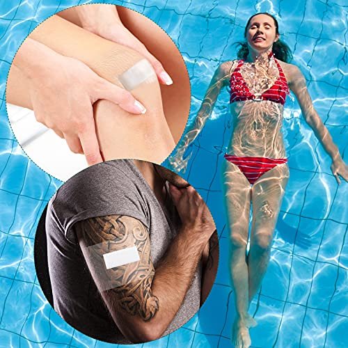 BBTO 100 Stück Transparente Stretch-Klebebandagen, wasserdichte klare Pflasterabdeckungen, Schutzfolie für Dusche (3,4,6,8 Zoll)