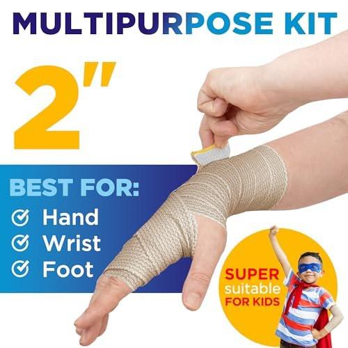 Hochleistungs-Elastikbandage Wickel - 6er Pack (2x2in, 2x3in, 2x4in) - Selbstschließende Kompressionsbandage für Bein, Knöchel, Handgelenk und Knie - für Erste-Hilfe-Set und nach der Operation