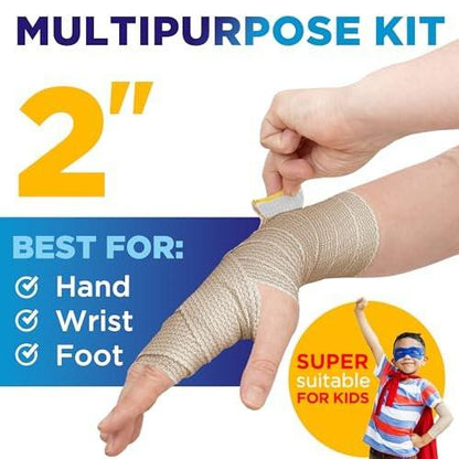 Hochleistungs-Elastikbandage Wickel - 6er Pack (2x2in, 2x3in, 2x4in) - Selbstschließende Kompressionsbandage für Bein, Knöchel, Handgelenk und Knie - für Erste-Hilfe-Set und nach der Operation