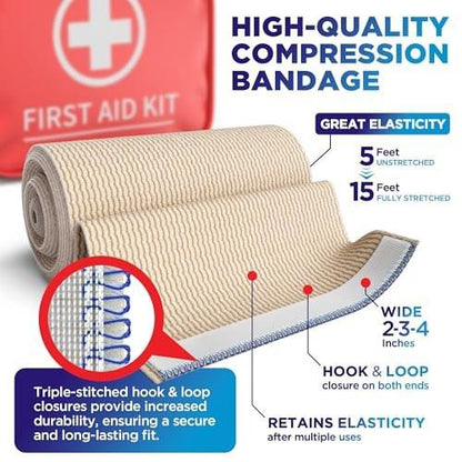 Hochleistungs-Elastikbandage Wickel - 6er Pack (2x2in, 2x3in, 2x4in) - Selbstschließende Kompressionsbandage für Bein, Knöchel, Handgelenk und Knie - für Erste-Hilfe-Set und nach der Operation