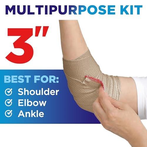 Hochleistungs-Elastikbandage Wickel - 6er Pack (2x2in, 2x3in, 2x4in) - Selbstschließende Kompressionsbandage für Bein, Knöchel, Handgelenk und Knie - für Erste-Hilfe-Set und nach der Operation