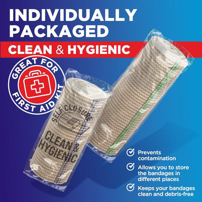 Hochleistungs-Elastikbandage Wickel - 6er Pack (2x2in, 2x3in, 2x4in) - Selbstschließende Kompressionsbandage für Bein, Knöchel, Handgelenk und Knie - für Erste-Hilfe-Set und nach der Operation