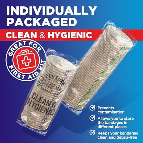 Hochleistungs-Elastikbandage Wickel - 6er Pack (2x2in, 2x3in, 2x4in) - Selbstschließende Kompressionsbandage für Bein, Knöchel, Handgelenk und Knie - für Erste-Hilfe-Set und nach der Operation