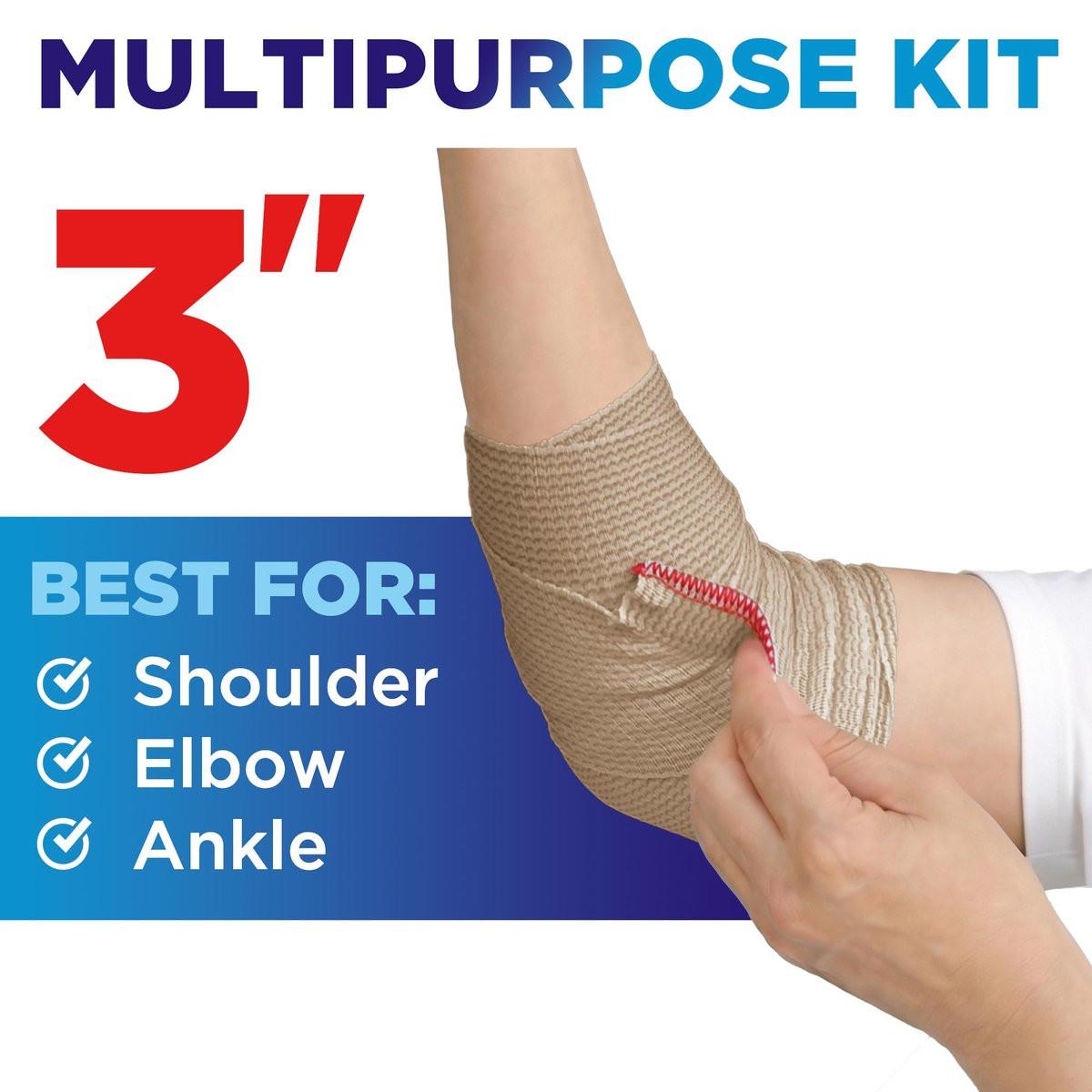 Hochleistungs-Elastikbandage Wickel - 6er Pack (2x2in, 2x3in, 2x4in) - Selbstschließende Kompressionsbandage für Bein, Knöchel, Handgelenk und Knie - für Erste-Hilfe-Set und nach der Operation