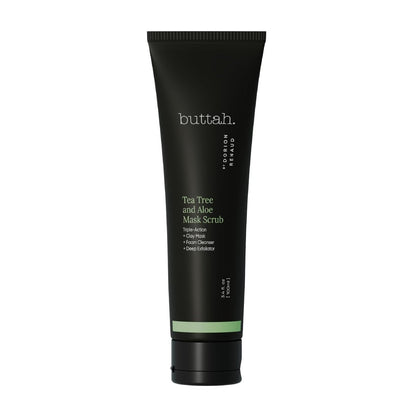 Buttah Skin by Dorion Renaud Teebaum & Aloe Peeling-Peeling 3oz – Multi-Tasking Reiniger – Teebaumöl & Kaolin-Tonerde – Natürliche Hautpflege für Männer & Frauen – Black-Owned Skincare