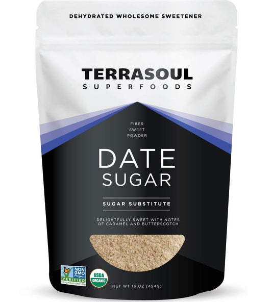 Terrasoul Superfoods Bio Dattelzucker, 454 g - Niedriger glykämischer Index | Unraffiniert | Spurenmineralien