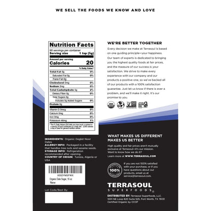 Terrasoul Superfoods Bio Dattelzucker, 454 g - Niedriger glykämischer Index | Unraffiniert | Spurenmineralien