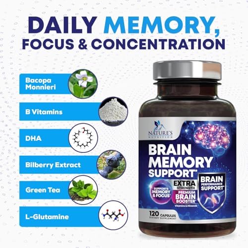3X Gehirn Booster Kapseln – Nootropika für Konzentration, Klarheit und Fokus – Gedächtnis & kognitive Vitamine mit Bacopa, Phosphatidylserin & DMAE – 120 Kapseln