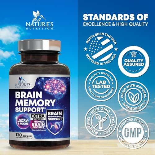 3X Gehirn Booster Kapseln – Nootropika für Konzentration, Klarheit und Fokus – Gedächtnis & kognitive Vitamine mit Bacopa, Phosphatidylserin & DMAE – 120 Kapseln
