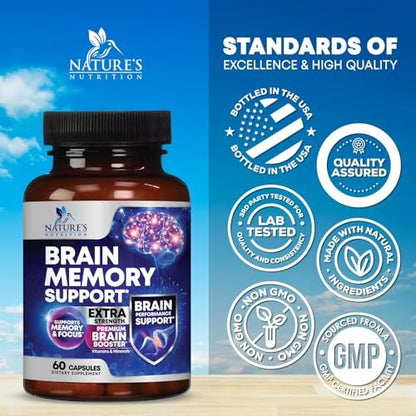 3X Gehirn Booster – Gedächtnis & Konzentration Kapseln mit Bacopa, Phosphatidylserin & DMAE – Nootropikum für Fokus & Klarheit – 60 Kapseln