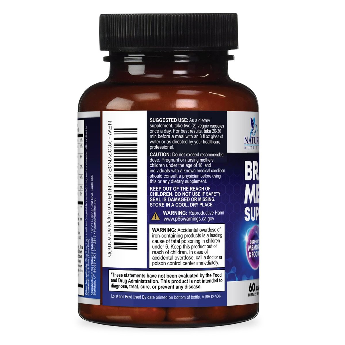 3X Gehirn Booster – Gedächtnis & Konzentration Kapseln mit Bacopa, Phosphatidylserin & DMAE – Nootropikum für Fokus & Klarheit – 60 Kapseln