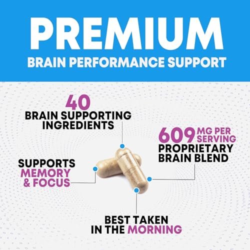 3X Gehirn Booster – Gedächtnis & Konzentration Kapseln mit Bacopa, Phosphatidylserin & DMAE – Nootropikum für Fokus & Klarheit – 60 Kapseln
