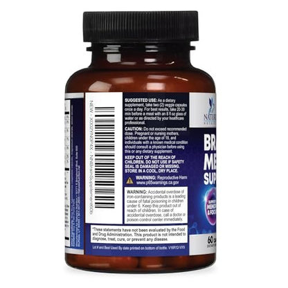 3X Gehirn Booster – Gedächtnis & Konzentration Kapseln mit Bacopa, Phosphatidylserin & DMAE – Nootropikum für Fokus & Klarheit – 60 Kapseln