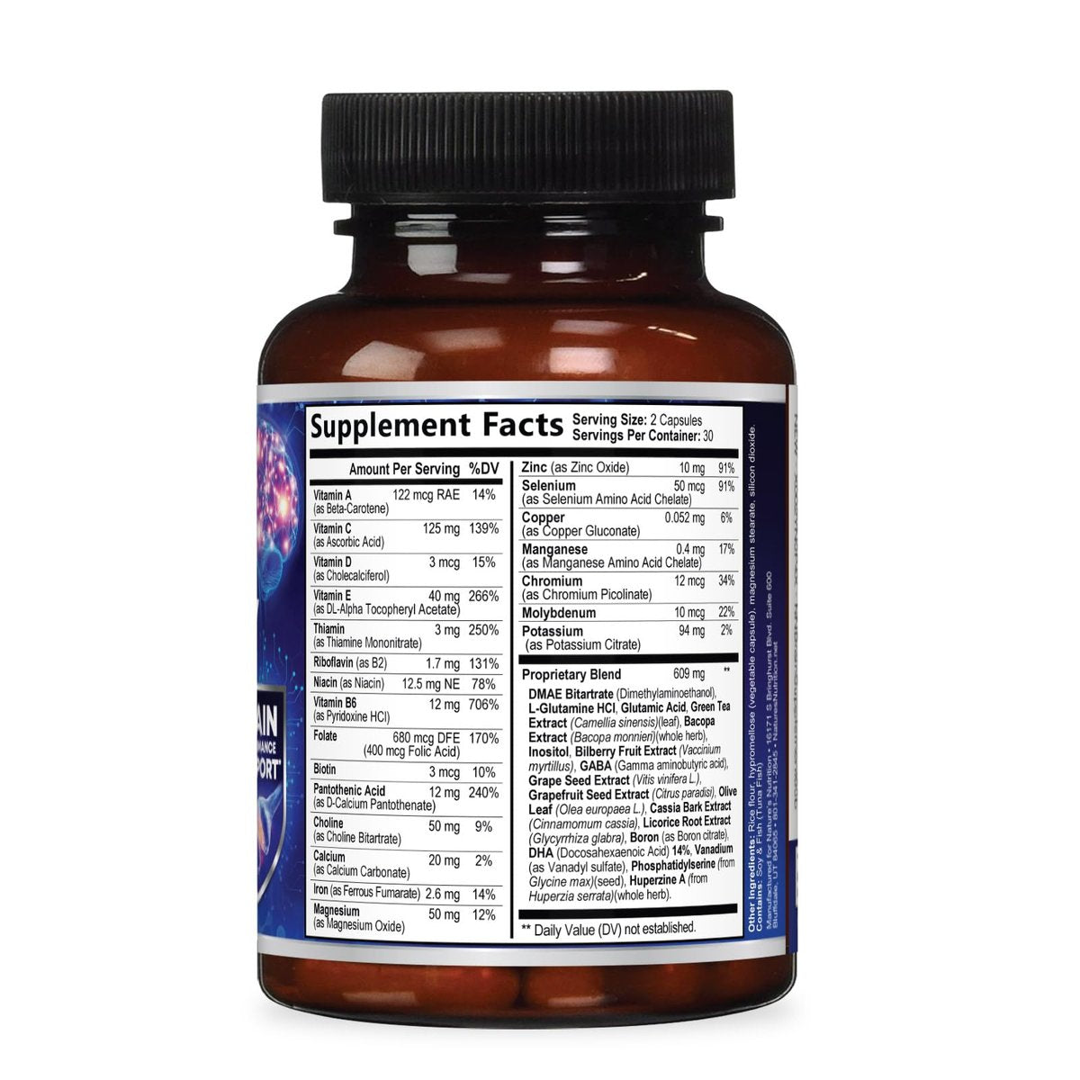3X Gehirn Booster – Gedächtnis & Konzentration Kapseln mit Bacopa, Phosphatidylserin & DMAE – Nootropikum für Fokus & Klarheit – 60 Kapseln