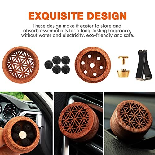 KILOSTEP Auto-Duftdiffuser aus Holz – 2 Stück Aromatherapie Diffuser mit Lüftungsklammer