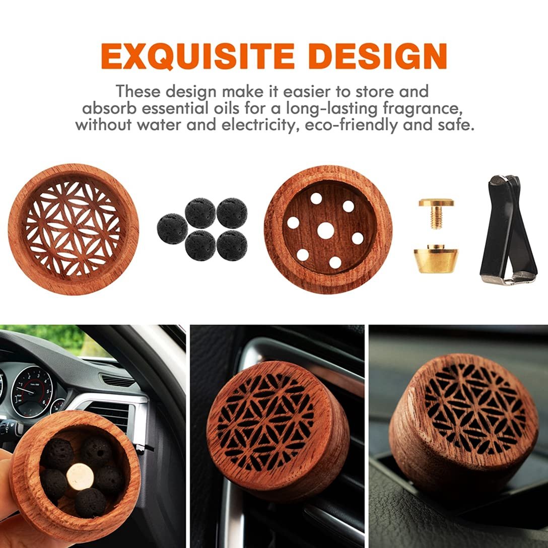KILOSTEP Auto-Duftdiffuser aus Holz – 2 Stück Aromatherapie Diffuser mit Lüftungsklammer