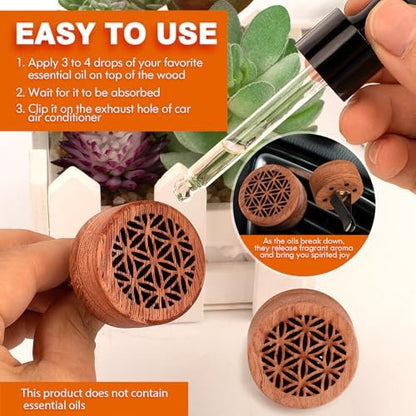 KILOSTEP Auto-Duftdiffuser aus Holz – 2 Stück Aromatherapie Diffuser mit Lüftungsklammer