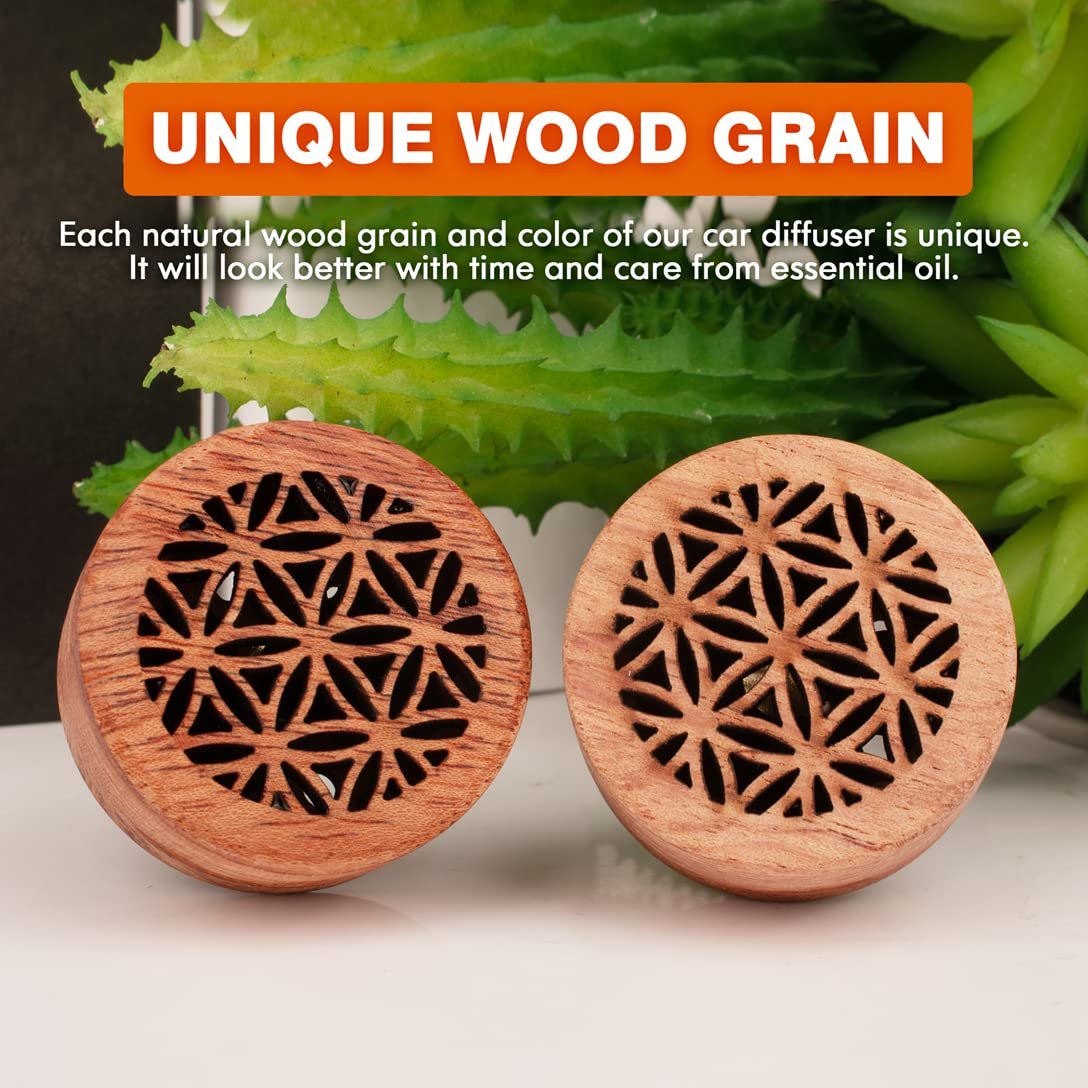 KILOSTEP Auto-Duftdiffuser aus Holz – 2 Stück Aromatherapie Diffuser mit Lüftungsklammer