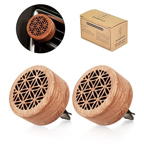 KILOSTEP Auto-Duftdiffuser aus Holz – 2 Stück Aromatherapie Diffuser mit Lüftungsklammer