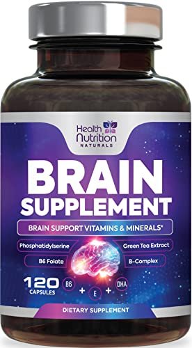 Gehirn Gedächtnis Ergänzung - 3X Stärke Nootropika für Konzentration, Klarheit & Fokus Unterstützung - Gehirngesundheit kognitive Vitamine mit Bacopa, Phosphatidylserin & DMAE, Gehirn Booster, 120 Kapseln